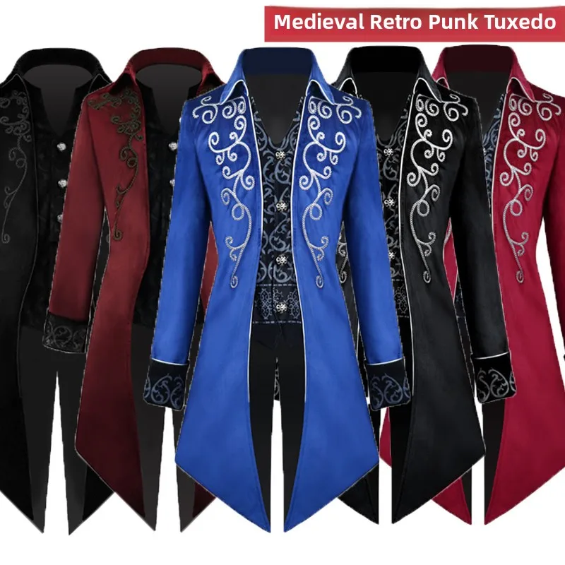 Halloween Punk Style Countess Mid-Length Tailcoat Men's Costume Medieval Retro Gentleman's Suit Party Outfit
Halloween Punk Style Countess Mid-Length Tailcoat Men's Costume Medieval Retro Gentleman's Suit Party Outfit