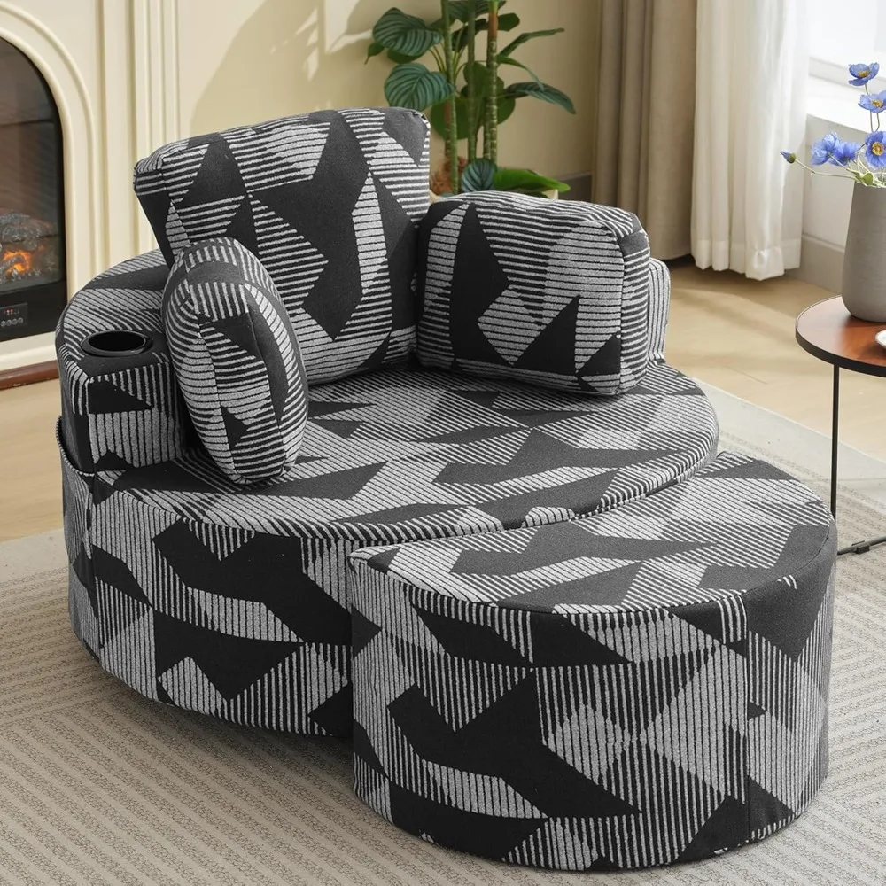 42" Oversized Swivel Recliner with Ottoman, Comfy Upholstered Round Barrel Chair for Living Room, Bedroom, Office
42" Oversized Swivel Recliner with Ottoman, Comfy Upholstered Round Barrel Chair for Living Room, Bedroom, Office