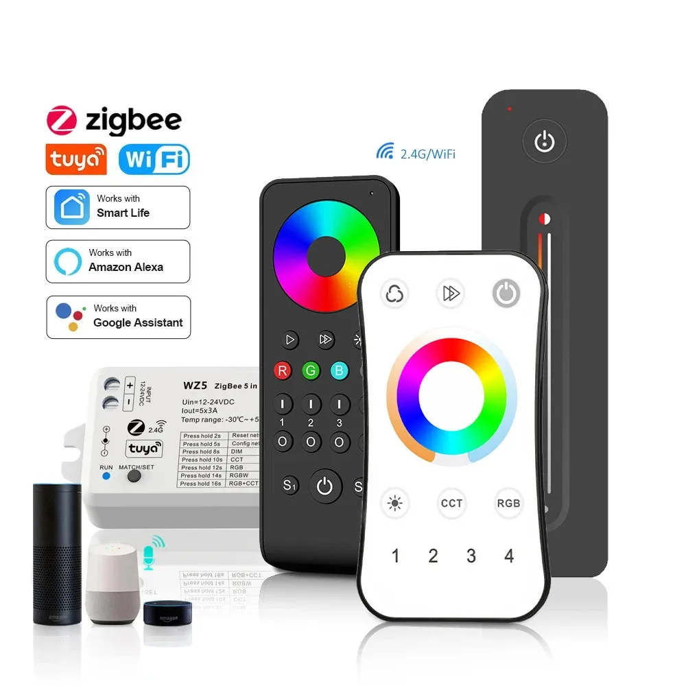 WZ5 12V 24V LED Zigbee Controller Tuya Smart Life 2.4G RF Remote Voice Control RGB CCT RGBW RGBCCT Strip Light Dimmer Controler
WZ5 12V 24V LED Zigbee Controller Tuya Smart Life 2.4G RF Remote Voice Control RGB CCT RGBW RGBCCT Strip Light Dimmer Controler