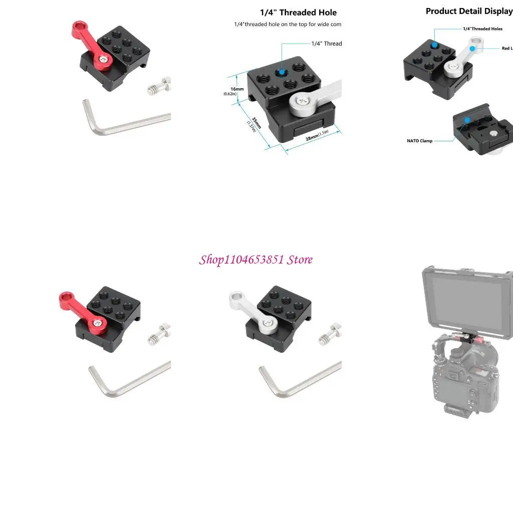 Aluminum Quick Release Clamp with 1/4inch Thread for Rail Camera Cage Rig Monitor Cage Accessories
Aluminum Quick Release Clamp with 1/4inch Thread for Rail Camera Cage Rig Monitor Cage Accessories