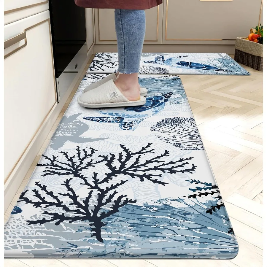 Coastal Beach Kitchen Floor Mat Rugs Nautical Decorative Coral Sea Turtle Kitchen Rugs Anti Fatigue Mats NonSlip Comfort Standi 
Coastal Beach Kitchen Floor Mat Rugs Nautical Decorative Coral Sea Turtle Kitchen Rugs Anti Fatigue Mats NonSlip Comfort Standi