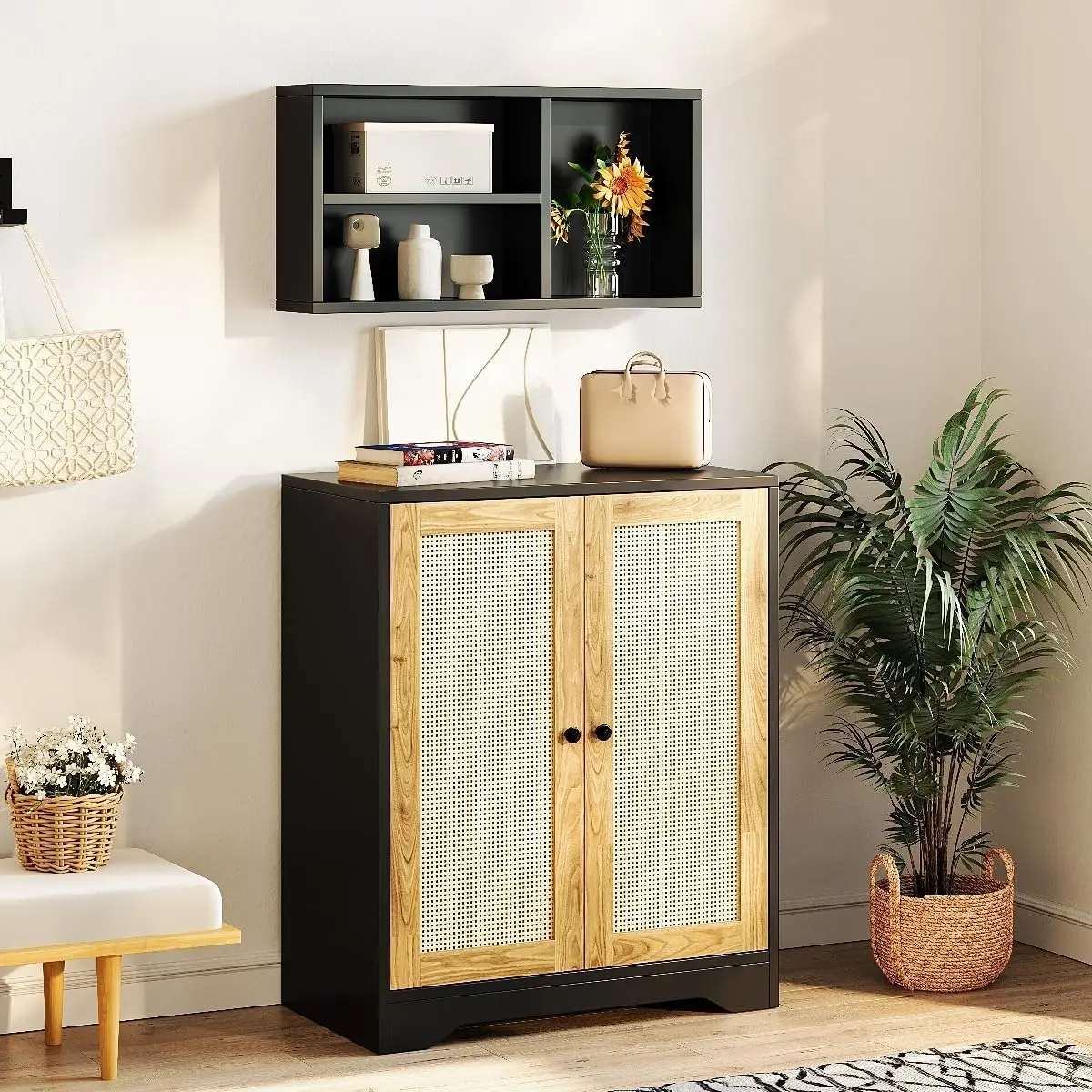 Kitchen Cabinet with 2 Doors&Wall Cabinet,Coffee Bar Storage Cabinet with Rattan Decor Door,Accent Cabinet for Dining Room
Kitchen Cabinet with 2 Doors&Wall Cabinet,Coffee Bar Storage Cabinet with Rattan Decor Door,Accent Cabinet for Dining Room