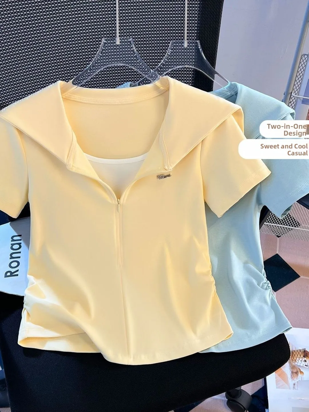 Sweet Style Short Sleeve T-Shirt for Girls Shoulder Padded Navy Collar Short Length Cotton Blend Spring Summer Fashion
Sweet Style Short Sleeve T-Shirt for Girls Shoulder Padded Navy Collar Short Length Cotton Blend Spring Summer Fashion