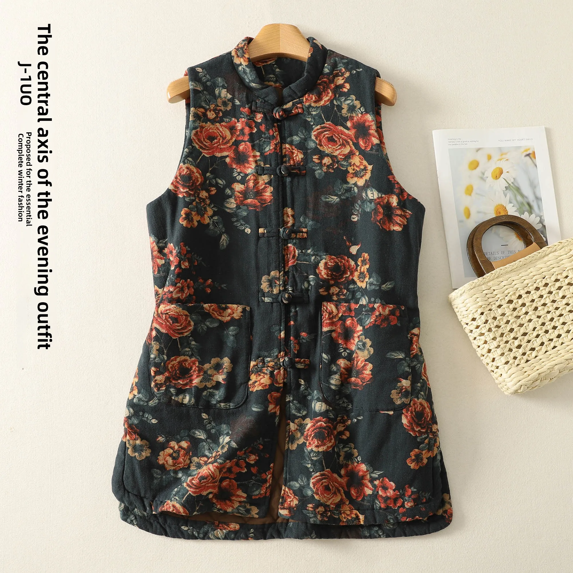 Chinese Sle Stand Collar Printed Cotton Vest New Mid-Length Warm Cotton Lined Svel Bal Long Floral Pattern
Chinese Sle Stand Collar Printed Cotton Vest New Mid-Length Warm Cotton Lined Svel Bal Long Floral Pattern