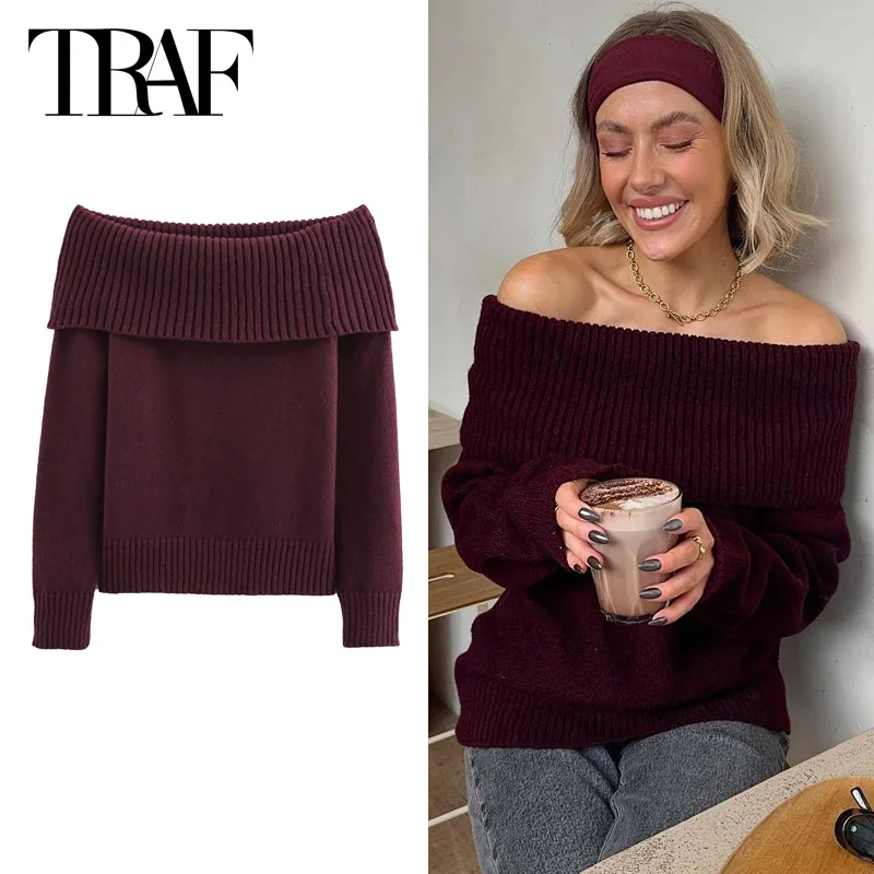 TRAF Off-Shoulder Knitwear Pullover Women's Sweater Burgundy Long Sleeve Top Women's Jumper Oversized Sweaters Christmas Jersey
TRAF Off-Shoulder Knitwear Pullover Women's Sweater Burgundy Long Sleeve Top Women's Jumper Oversized Sweaters Christmas Jersey