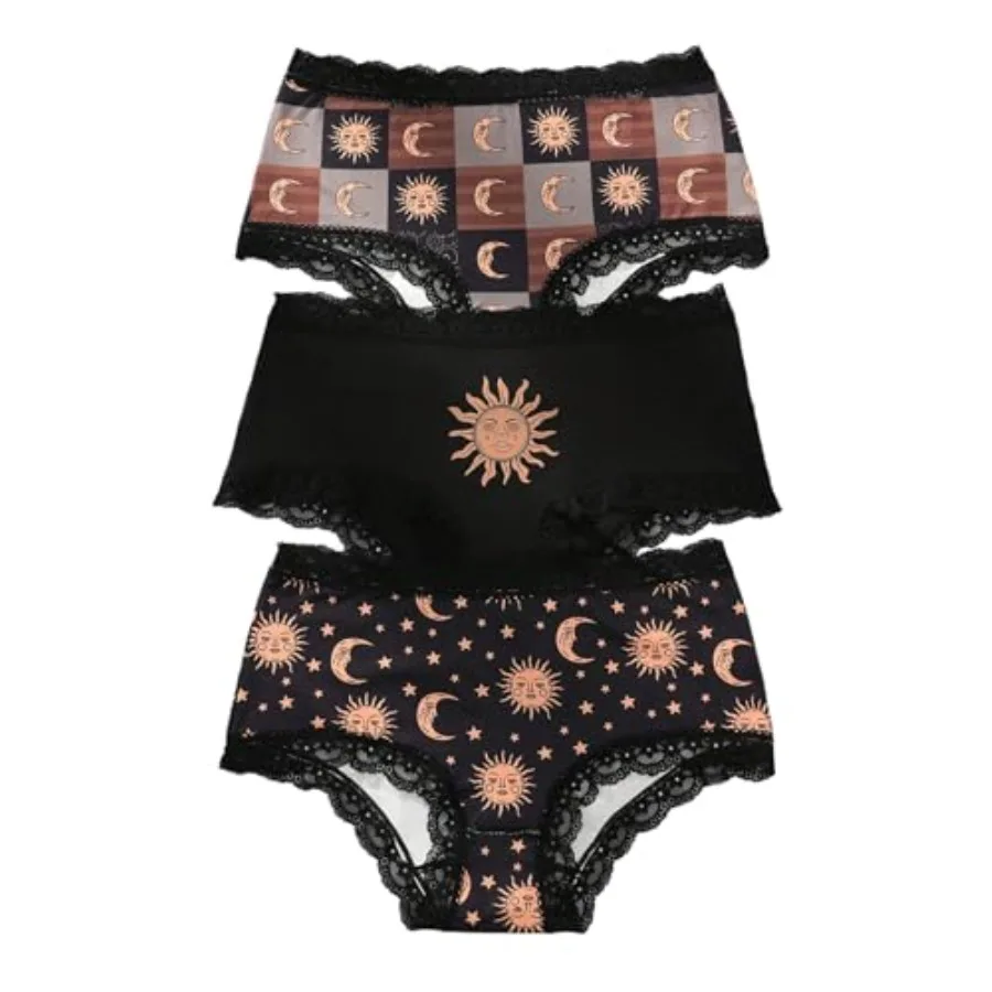 WDIRARA Women's 3 Pack Set Gothic Graphic Print Panties Lace Trim Mid Rise Underwear Briefs
WDIRARA Women's 3 Pack Set Gothic Graphic Print Panties Lace Trim Mid Rise Underwear Briefs