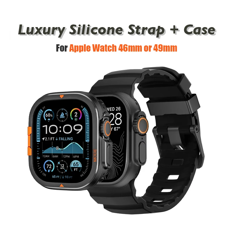 Роскошный титановый чехол с силиконовым ремешком для Apple Watch Series Ultra 2 10, металлический устойчивый к падению защитный чехол для iWatch 46 мм 49 мм
Роскошный титановый чехол с силиконовым ремешком для Apple Watch Series Ultra 2 10, металлический устойчивый к падению защитный чехол для iWatch 46 мм 49 мм
