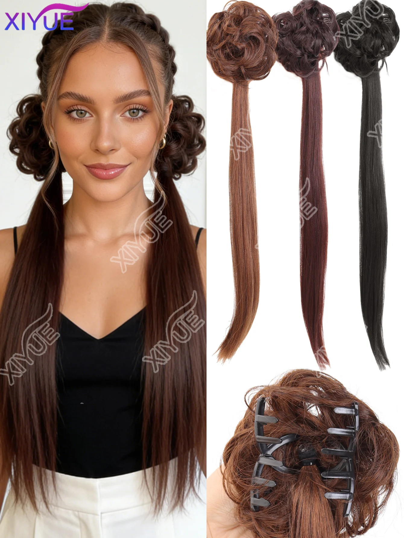 XY Synthetic Double Ponytail, Twisted Design Claw Clip Fluffy Black Double Ponytail Hair Extension For Women Daily Party Cosplay
XY Synthetic Double Ponytail, Twisted Design Claw Clip Fluffy Black Double Ponytail Hair Extension For Women Daily Party Cosplay