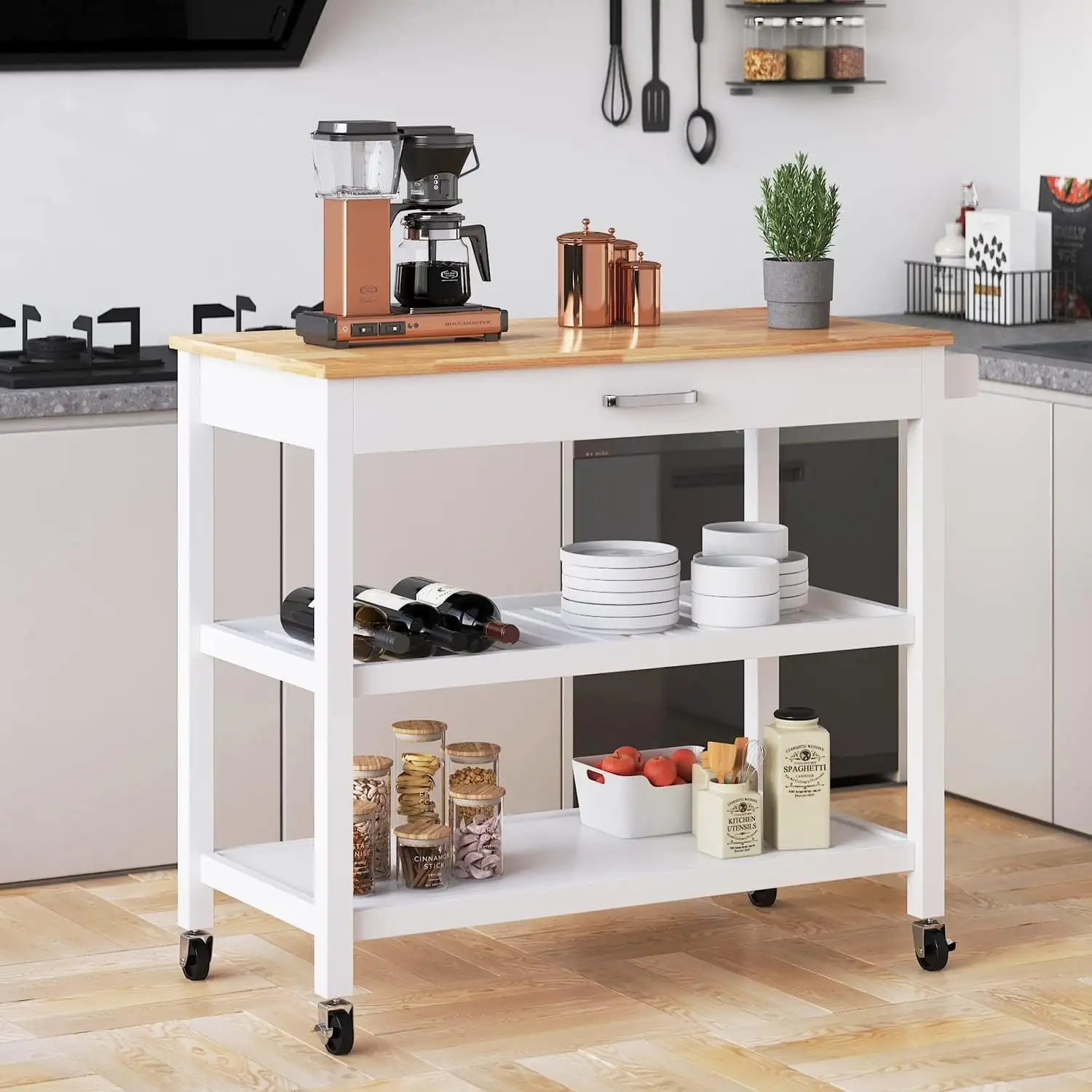 3 Tier Kitchen Island Carts on Wheels with Storage, Mobile Rolling Cart with Large Capacity Storage Drawers, Towel Rack, Rubber
3 Tier Kitchen Island Carts on Wheels with Storage, Mobile Rolling Cart with Large Capacity Storage Drawers, Towel Rack, Rubber