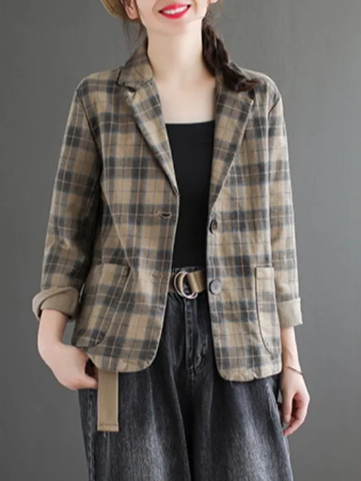 Retro Design Casual Cotton Ladies Jacket Plaid Suitcoat Spring Autumn New Style Pure Cotton Women's Outerwear
Retro Design Casual Cotton Ladies Jacket Plaid Suitcoat Spring Autumn New Style Pure Cotton Women's Outerwear