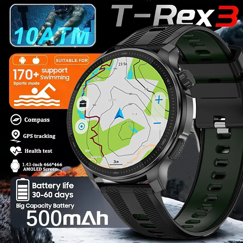 Новые военные умные часы T-REX3 Ultra, аккумулятор 500 мАч, голосовой вызов, GPS трек, 3 атм, водонепроницаемые, тактические, спортивные, фитнес-умные часы для мужчин
Новые военные умные часы T-REX3 Ultra, аккумулятор 500 мАч, голосовой вызов, GPS трек, 3 атм, водонепроницаемые, тактические, спортивные, фитнес-умные часы для мужчин
