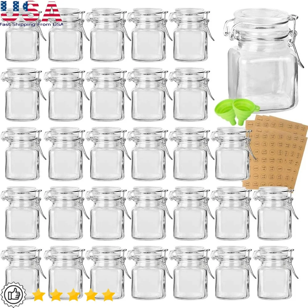 30 Pack Glass Jars with Airtight Lids Leak Proof Spice Storage Jars Herb Containers Mason Jars with Labels Silicone Funnels
30 Pack Glass Jars with Airtight Lids Leak Proof Spice Storage Jars Herb Containers Mason Jars with Labels Silicone Funnels