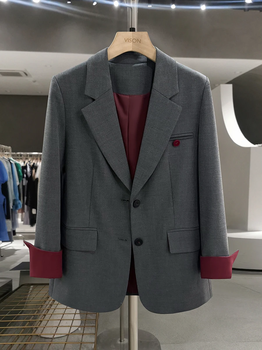 Модный женский костюм Ankela Red ey Splice: пиджак с длинным рукавом на одной пуговице для весны и осени, трендовый, для офиса, с эффектом омоложения
Модный женский костюм Ankela Red ey Splice: пиджак с длинным рукавом на одной пуговице для весны и осени, трендовый, для офиса, с эффектом омоложения