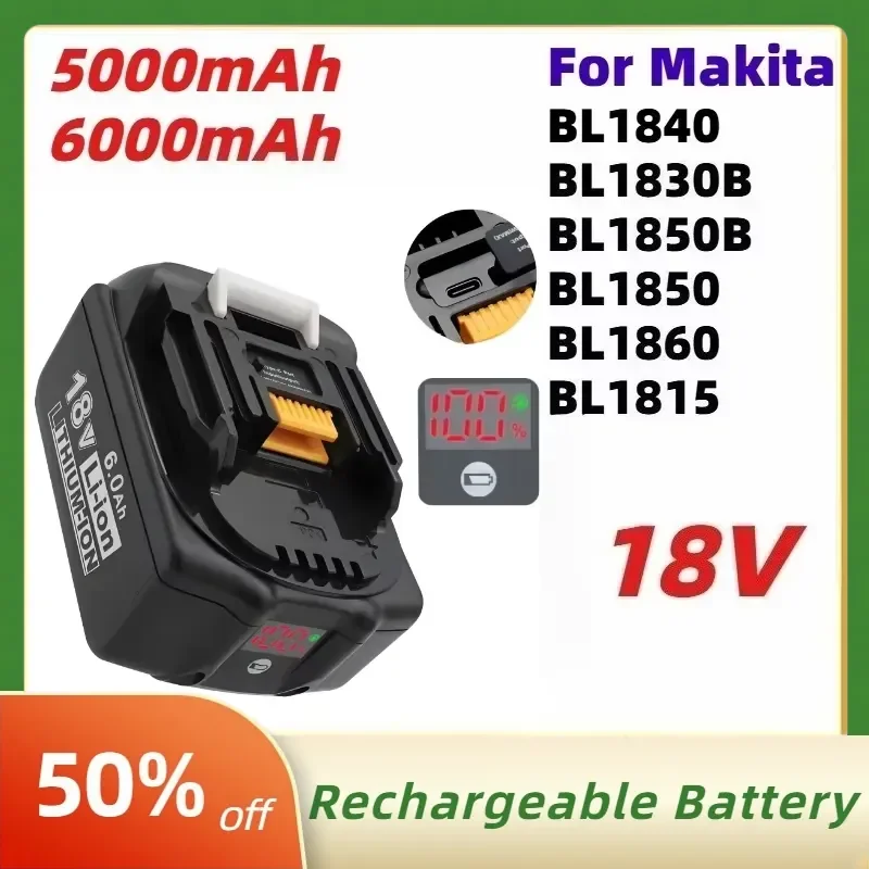 18V 5000mAh 6000mAh Replacement Lithium Battery for Makita BL1840 BL1830B BL1850B BL1850 BL1860 BL1815 Replaceable Battery
18V 5000mAh 6000mAh Replacement Lithium Battery for Makita BL1840 BL1830B BL1850B BL1850 BL1860 BL1815 Replaceable Battery