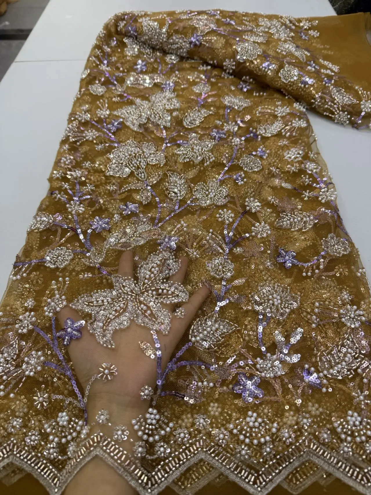 Nigerian Mesh Lace Fabric with Beads, 5 Yards Blue Sequins Lace for Evening Gown African
Nigerian Mesh Lace Fabric with Beads, 5 Yards Blue Sequins Lace for Evening Gown African