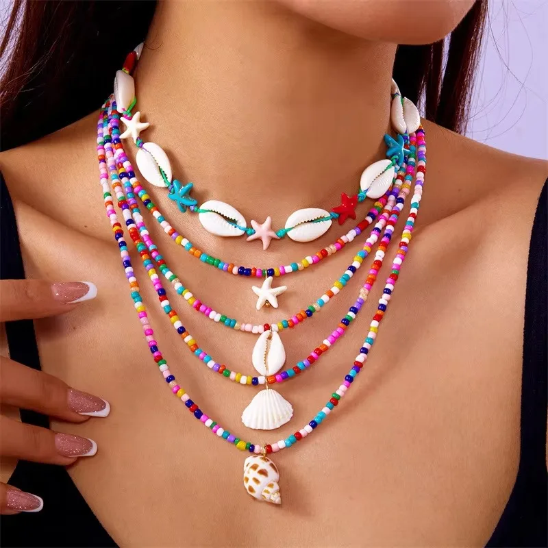 Summer 2025 Bohemian Necklace – Beach-Themed Starfish & Shell Pendant – Multi-Layer Seed Bead Jewelry – Trendy Conch Charm
Summer 2025 Bohemian Necklace – Beach-Themed Starfish & Shell Pendant – Multi-Layer Seed Bead Jewelry – Trendy Conch Charm