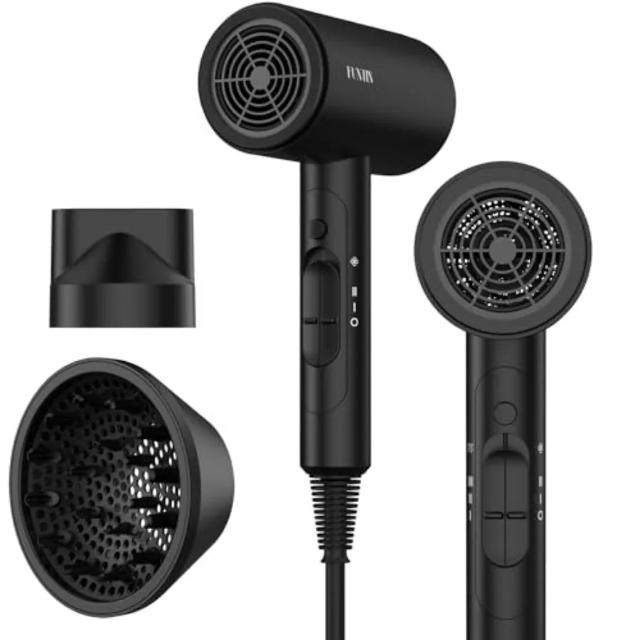 FUNTIN Hair Dryer, Blow Dryer with Diffuser Brush Comb for Women 4C Thick Curly Hair 1800w-Professional Black
FUNTIN Hair Dryer, Blow Dryer with Diffuser Brush Comb for Women 4C Thick Curly Hair 1800w-Professional Black