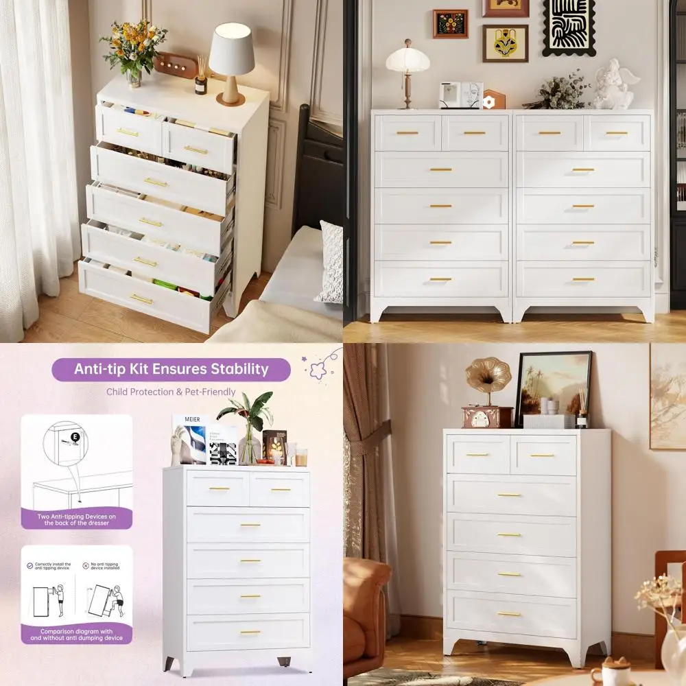 Высокий комод с 6 ящиками белого цвета для спальни, комнаты девочки, гостиной и прихожей
Высокий комод с 6 ящиками белого цвета для спальни, комнаты девочки, гостиной и прихожей