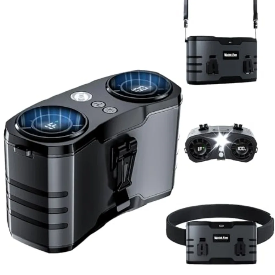 20000mAh Portable Waist Fan Rechargeable, 10-Speed Belt Fan Clip on with 130° Wide Airflow and LED Light, 30H Runtime High Spee
20000mAh Portable Waist Fan Rechargeable, 10-Speed Belt Fan Clip on with 130° Wide Airflow and LED Light, 30H Runtime High Spee