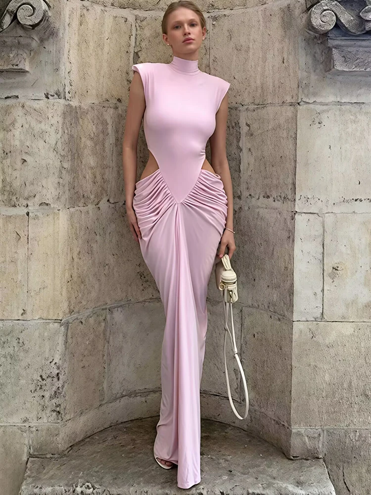 XIAOTANG Pink Cutout Maxi Dress Women Summer Elegant High Neck Sleeveless Ruched Waist Bodycon Club Party Evening Long Dresses
XIAOTANG Pink Cutout Maxi Dress Women Summer Elegant High Neck Sleeveless Ruched Waist Bodycon Club Party Evening Long Dresses