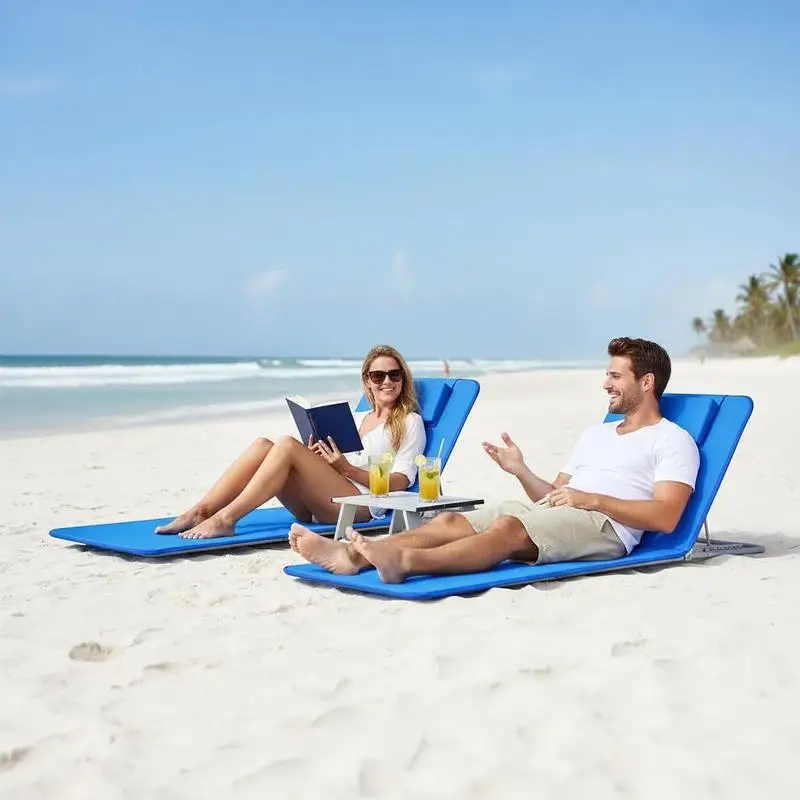 3 Pieces Beach Lounge Chair Mat Set 2 Adjustable Lounge Chairs with Table Stripe-Blue
3 Pieces Beach Lounge Chair Mat Set 2 Adjustable Lounge Chairs with Table Stripe-Blue