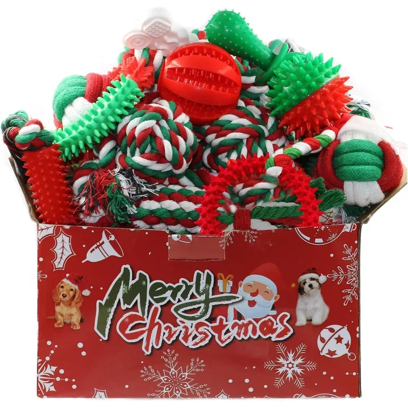 Christmas Dog Toys Bulk 15 Pack, Puppy Chew Toys for Teething Small Medium Puppies Including Variety Tough Rubber and Rope Toys
Christmas Dog Toys Bulk 15 Pack, Puppy Chew Toys for Teething Small Medium Puppies Including Variety Tough Rubber and Rope Toys