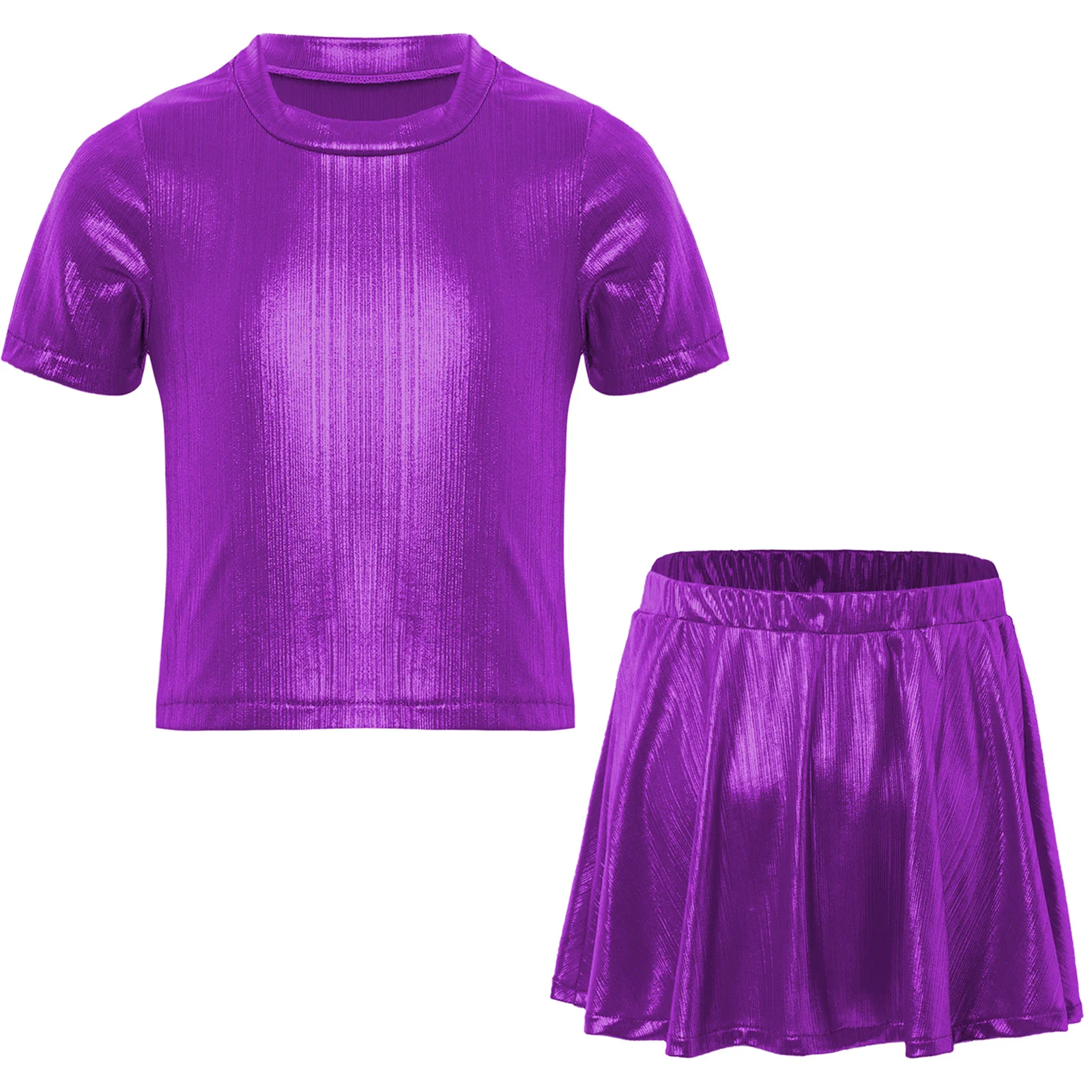 Kids Girls 2pcs Hip-Hop Jazz Dance Outfits Round Neck Short Sleeve Metallic Crop Top with Shimmery Ruffled Skirt Jazz Dancewear
Kids Girls 2pcs Hip-Hop Jazz Dance Outfits Round Neck Short Sleeve Metallic Crop Top with Shimmery Ruffled Skirt Jazz Dancewear