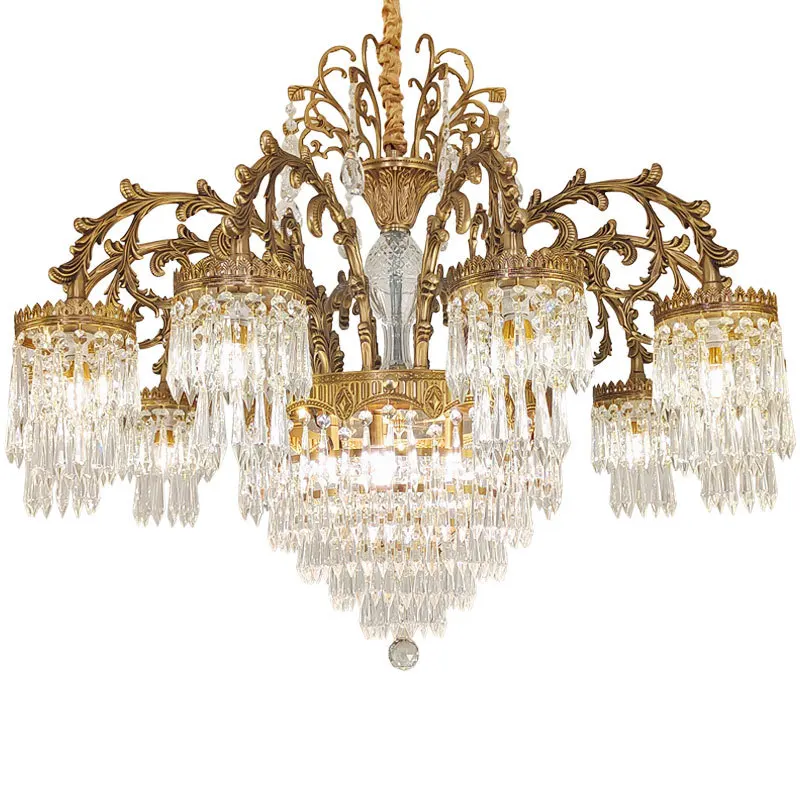 European style all copper living room crystal chandelier palace luxury atmosphere hotel villa restaurant
European style all copper living room crystal chandelier palace luxury atmosphere hotel villa restaurant