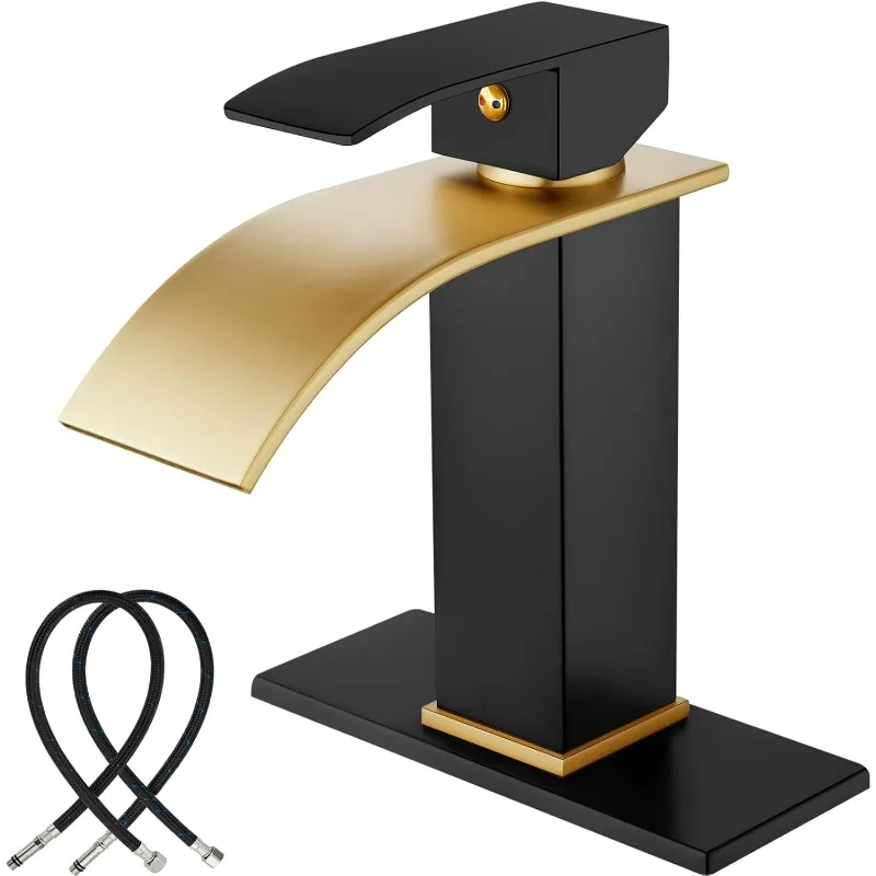 Waterfall Spout Bathroom Faucet Single Handle 1 Hole Bathroom Sink Faucet, RV Lavatory Vanity Basin Faucet with Deck Plate
Waterfall Spout Bathroom Faucet Single Handle 1 Hole Bathroom Sink Faucet, RV Lavatory Vanity Basin Faucet with Deck Plate