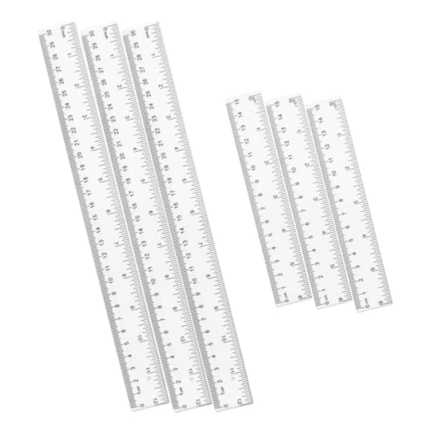 Student ruler set: hard plastic, black, dual-scale inch/metric, 3x6-inch and 3x12-inch straight rulers for classroom use
Student ruler set: hard plastic, black, dual-scale inch/metric, 3x6-inch and 3x12-inch straight rulers for classroom use