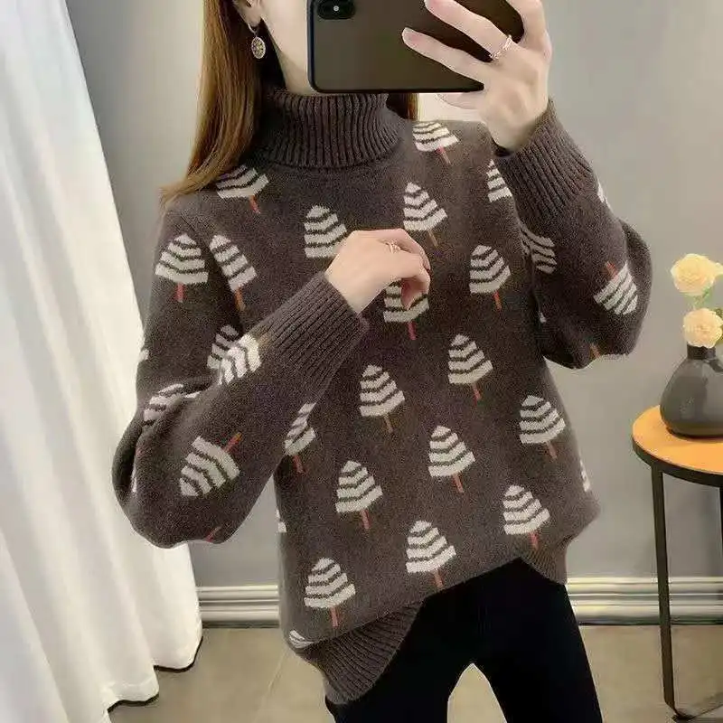 2026 Зимний толстый и свободный свитер с высоким воротником, качественный женский модный и элегантный повседневный теплый вязаный свитер
2026 Зимний толстый и свободный свитер с высоким воротником, качественный женский модный и элегантный повседневный теплый вязаный свитер