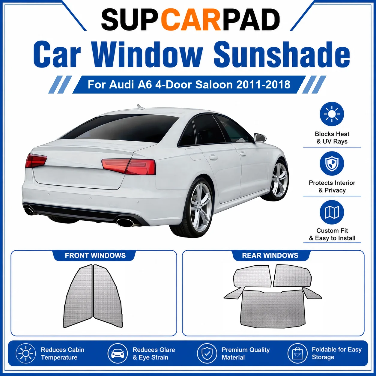 For Audi - Audi A6 4-Door Saloon 2011-2018 Full Set Car Window Sunshades UV Block Privacy Heat Insulated Foldable Car Curtain
For Audi - Audi A6 4-Door Saloon 2011-2018 Full Set Car Window Sunshades UV Block Privacy Heat Insulated Foldable Car Curtain