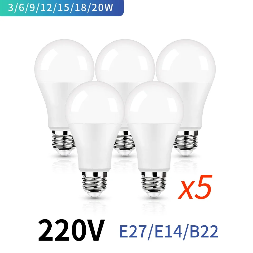 5pcs/lot LED Lamp E27 E14 LED Bulb 3W 6W 9W 12W 15W 18W 20W Lampara Lampada Led Light Bulbs 220V Bombillas Led Indoor Lighting V
5pcs/lot LED Lamp E27 E14 LED Bulb 3W 6W 9W 12W 15W 18W 20W Lampara Lampada Led Light Bulbs 220V Bombillas Led Indoor Lighting V