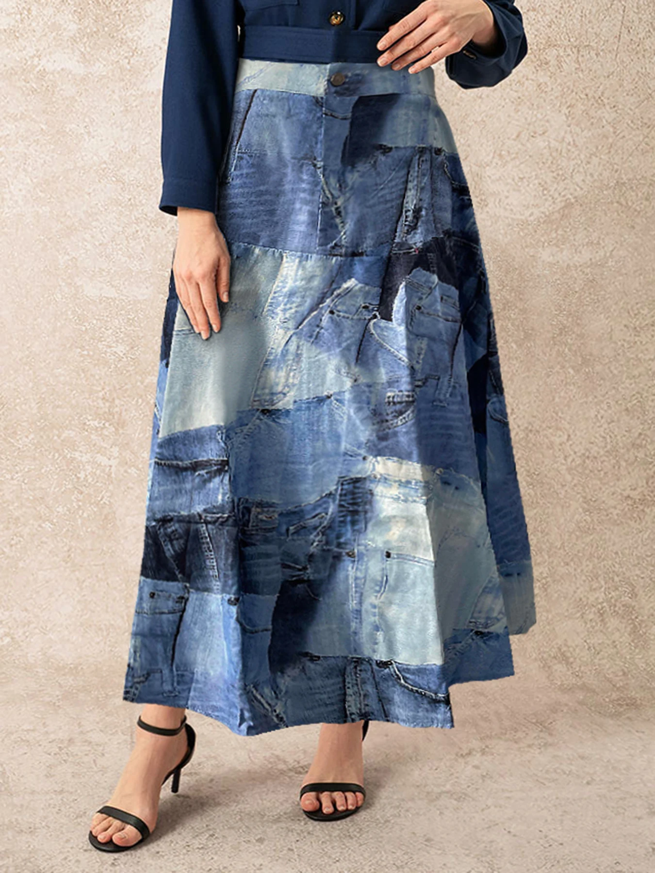 Women Patchwork High Waist Skirt Vintage A-Line Casual Faux Denim Streetwear Fashion Autumn Skit for Women 2024 Fashion Skirt
Women Patchwork High Waist Skirt Vintage A-Line Casual Faux Denim Streetwear Fashion Autumn Skit for Women 2024 Fashion Skirt