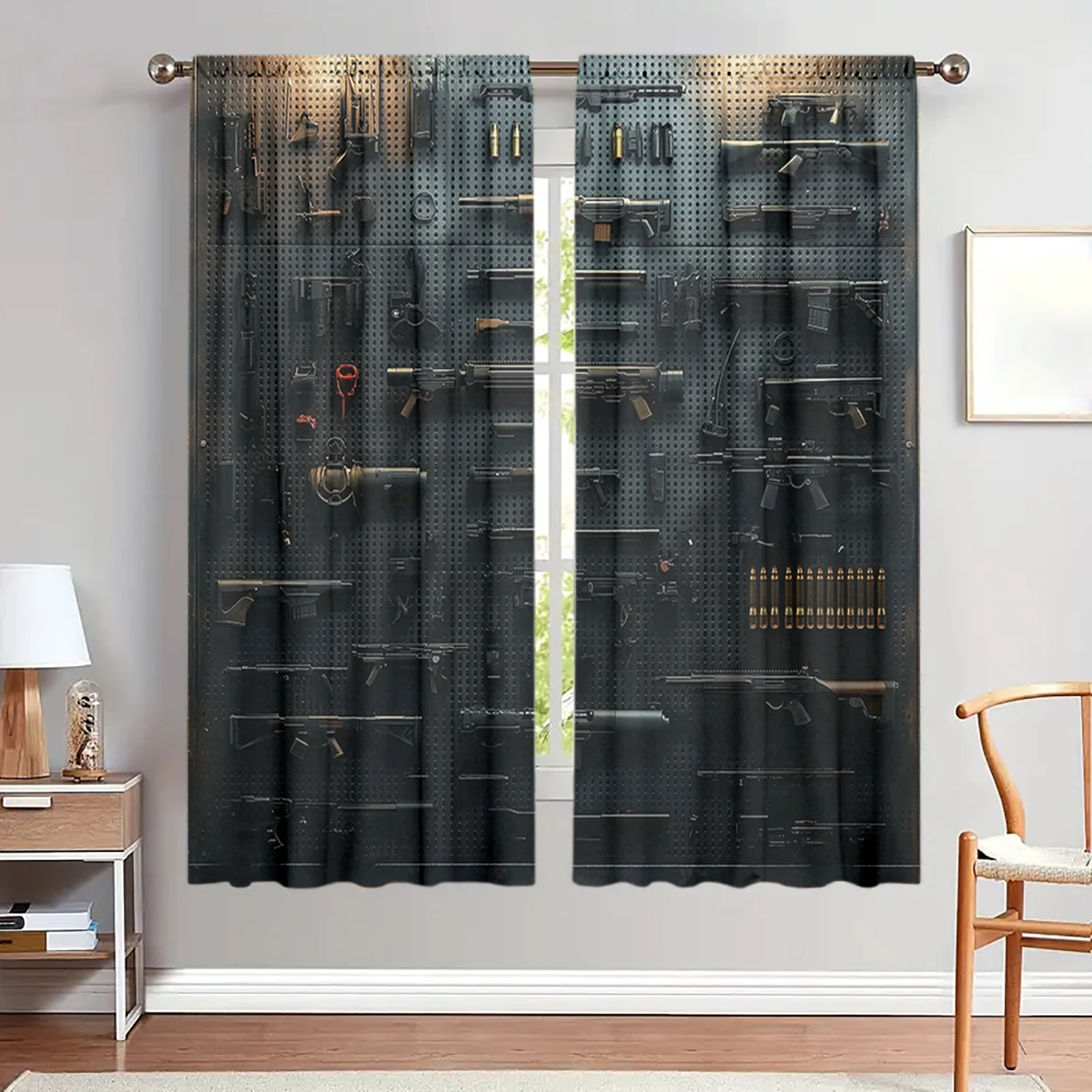 2pcs Gun Wall Printed Curtain for Home Decor - Rod Pocket Window Treatment for Bedroom, Office, Kitchen, Living Room, and Study
2pcs Gun Wall Printed Curtain for Home Decor - Rod Pocket Window Treatment for Bedroom, Office, Kitchen, Living Room, and Study