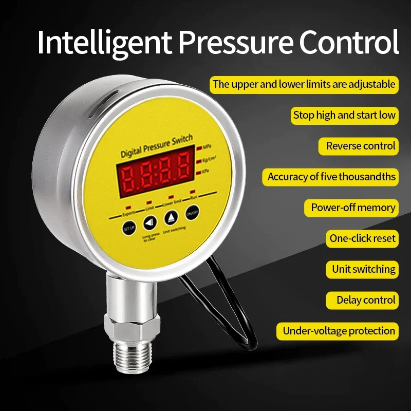 G1/2 Intelligent Digital Vacuum Gauge 0-60MPa One Relay Output Digital Pressure Switch Controller
G1/2 Intelligent Digital Vacuum Gauge 0-60MPa One Relay Output Digital Pressure Switch Controller