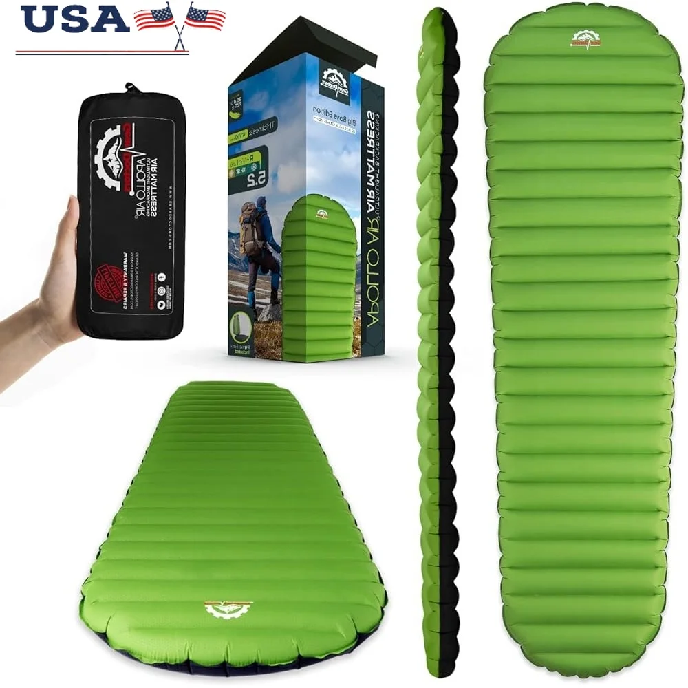 Compact Ultralight 17oz Camping Sleeping Pad 5.2 R-Value Waterproof Air Mattress with Pump Sack Backpacking Hiking Adventure
Compact Ultralight 17oz Camping Sleeping Pad 5.2 R-Value Waterproof Air Mattress with Pump Sack Backpacking Hiking Adventure
