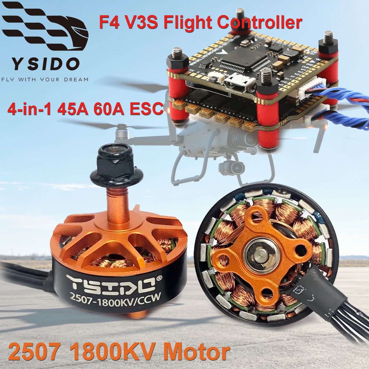 Полетный контроллер YSIDO F4 V3S и мотор 2507 1800KV, комбо-набор ESC 4-в-1 45A 60A для 5-дюймового радиоуправляемого FPV дрона, мультиротора, квадрокоптера
Полетный контроллер YSIDO F4 V3S и мотор 2507 1800KV, комбо-набор ESC 4-в-1 45A 60A для 5-дюймового радиоуправляемого FPV дрона, мультиротора, квадрокоптера