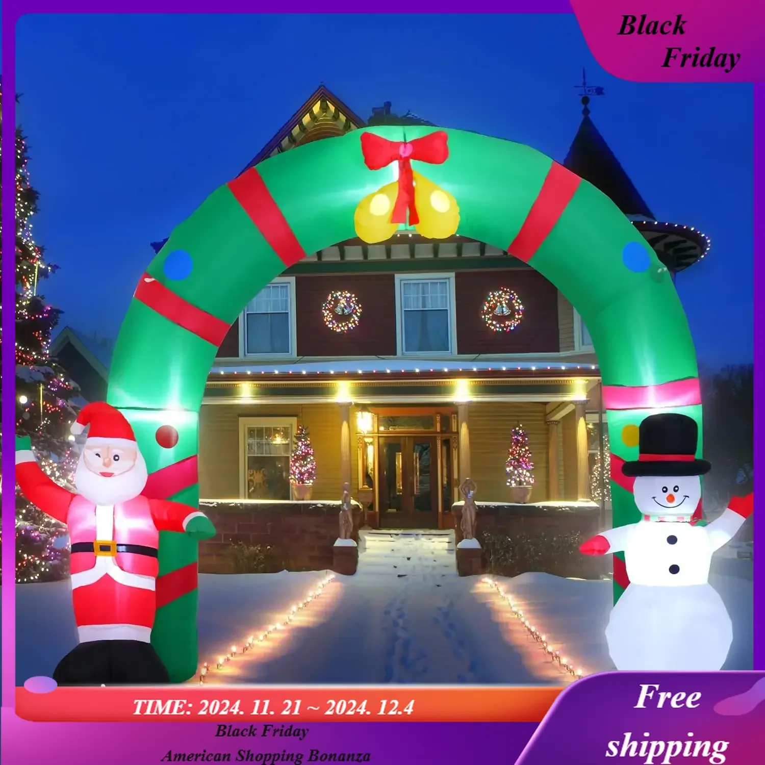 10 FT Christmas Inflatable Archway with Santa and Snowman, LED-Lit Outdoor Holiday Decor, Waterproof Polyester
10 FT Christmas Inflatable Archway with Santa and Snowman, LED-Lit Outdoor Holiday Decor, Waterproof Polyester