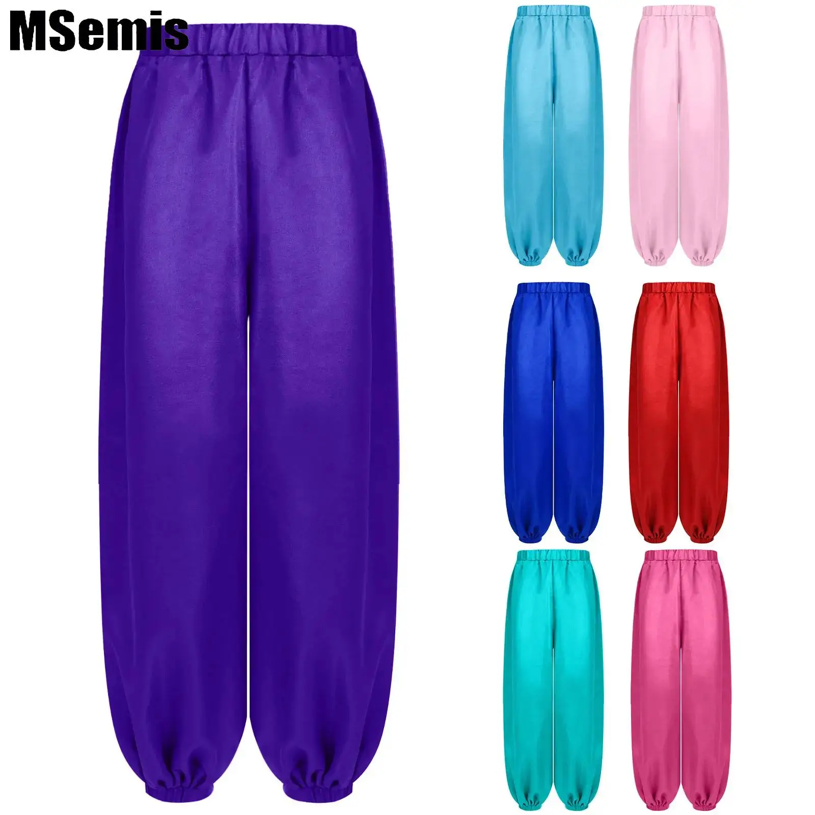 Kids Girls Satin Belly Dance Pants Casual Loose Solid Color Elastic Waistband Bloomers for Stage Performance Theme Party
Kids Girls Satin Belly Dance Pants Casual Loose Solid Color Elastic Waistband Bloomers for Stage Performance Theme Party