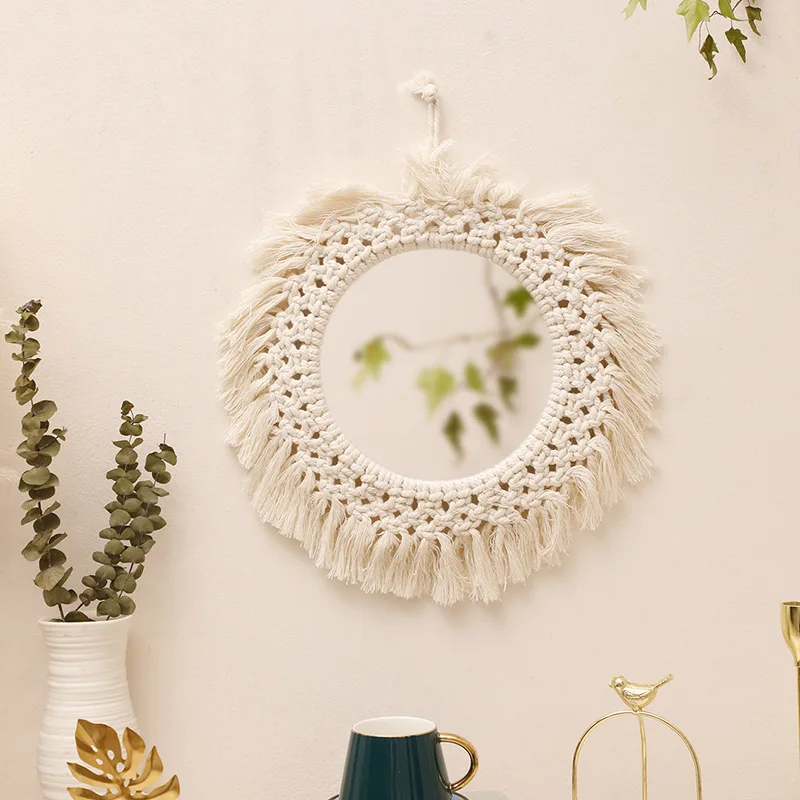 Bohemian cotton rope hand-woven fringed acrylic decorative mirror, simple home bed and breakfast bedroom wall decoration
Bohemian cotton rope hand-woven fringed acrylic decorative mirror, simple home bed and breakfast bedroom wall decoration