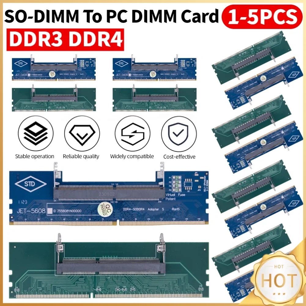 1-5PCS SO-DIMM To PC DIMM Card Laptop To Desktop Memory Adapter Card DDR3 DDR4 Memory RAM Adapter Card Stick