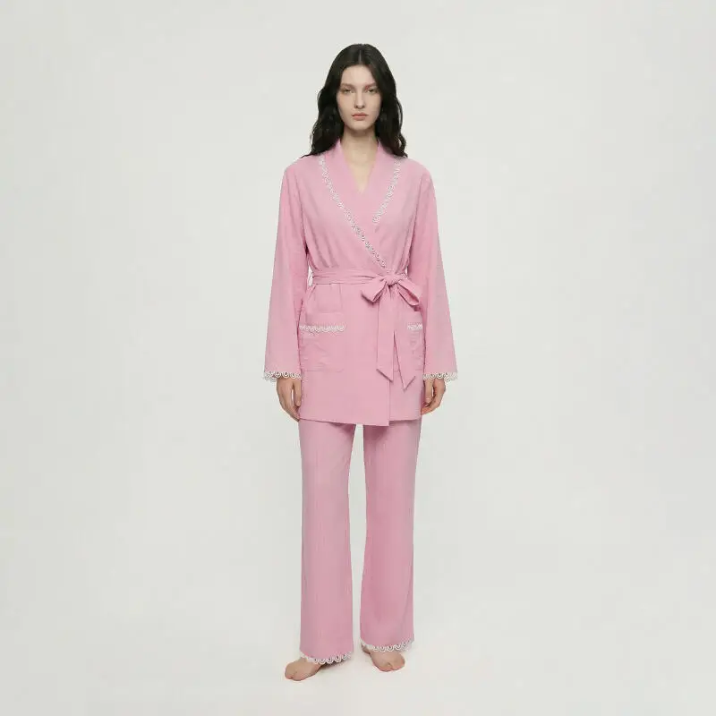 Autumn Lyocell Jacquard Robe Pants Set Luxury Women Sleepwear Lace Trim Lace-Up Home Wear Nightwear Elegant Bathrobe Gown
Autumn Lyocell Jacquard Robe Pants Set Luxury Women Sleepwear Lace Trim Lace-Up Home Wear Nightwear Elegant Bathrobe Gown