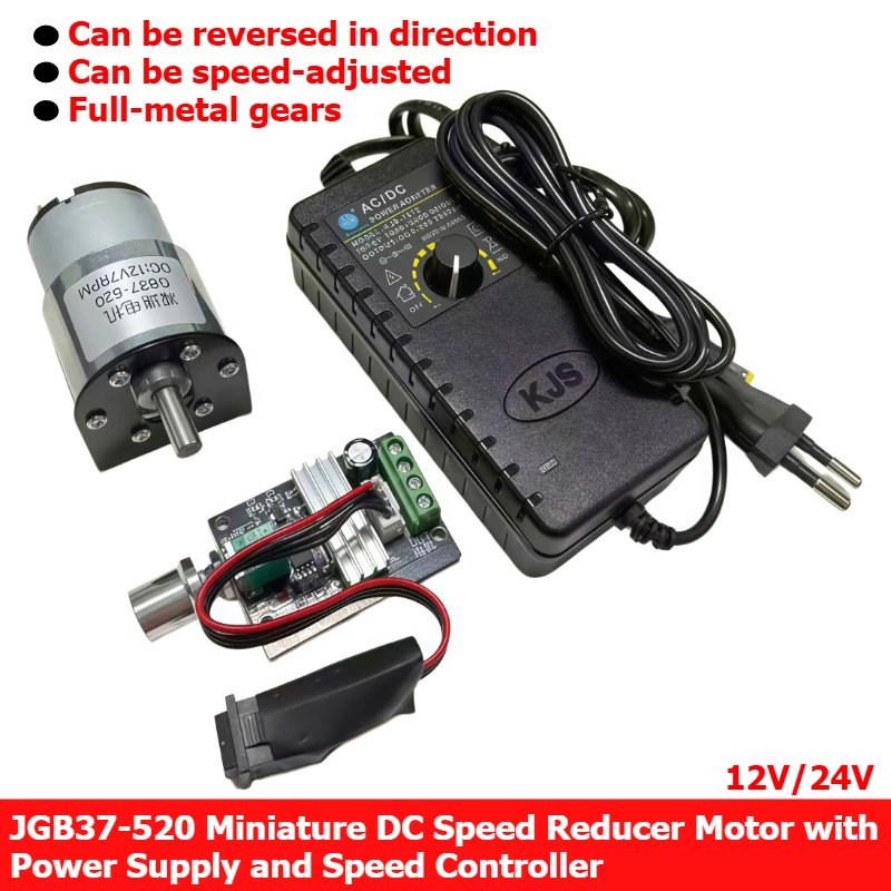 JGB37-520 Miniature DC Speed Reduction Motor Intelligent Robot 12V 24V Small Motor with Power Supply and Speed Controller
JGB37-520 Miniature DC Speed Reduction Motor Intelligent Robot 12V 24V Small Motor with Power Supply and Speed Controller
