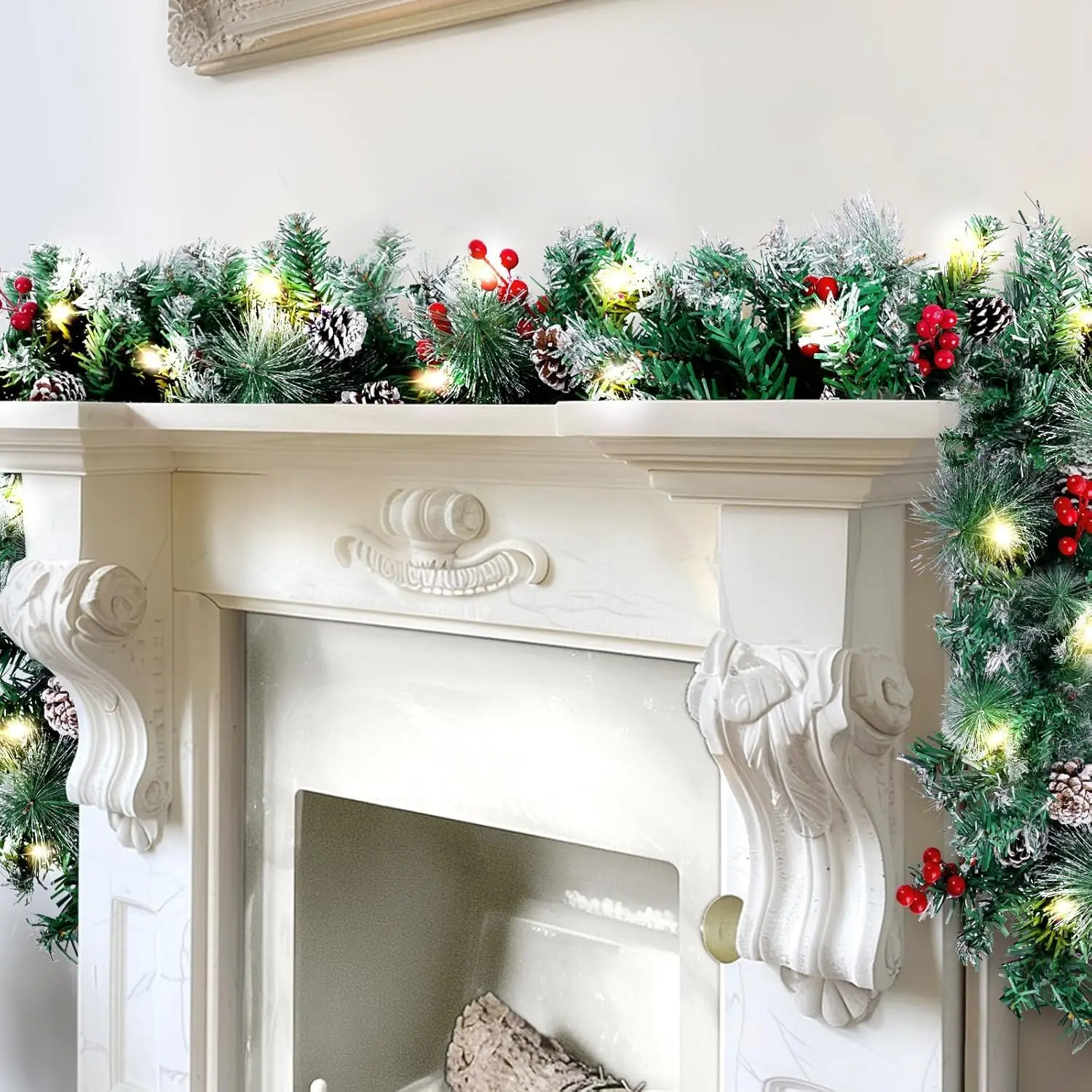 Рождественская гирлянда 9 футов с подсветкой, 50 светодиодов зеленая гирлянда для лестниц, камина — декор с конусами и красными ягодами
Рождественская гирлянда 9 футов с подсветкой, 50 светодиодов зеленая гирлянда для лестниц, камина — декор с конусами и красными ягодами