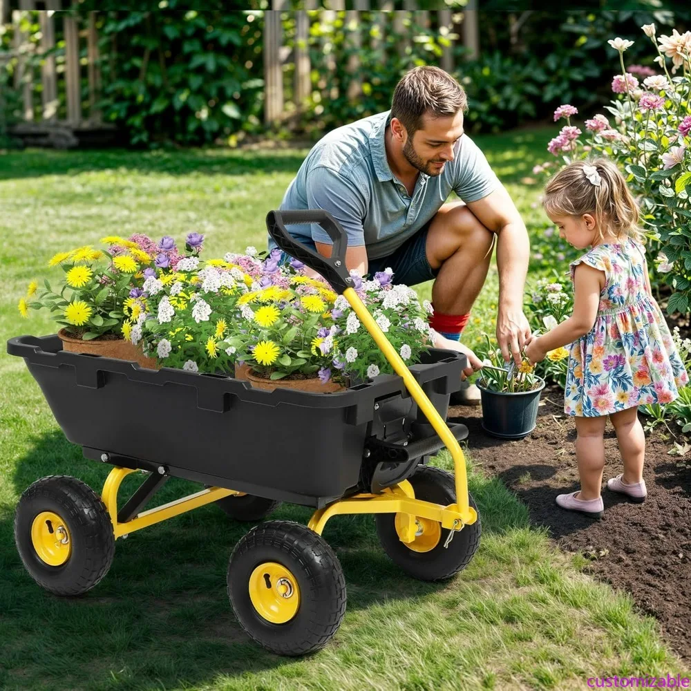 Heavy-Duty 800lb Capacity Garden Dump Cart with 4 Wheels and Quick-Release Dumping Feature, Ideal for Utility and Halloween Use
Heavy-Duty 800lb Capacity Garden Dump Cart with 4 Wheels and Quick-Release Dumping Feature, Ideal for Utility and Halloween Use
