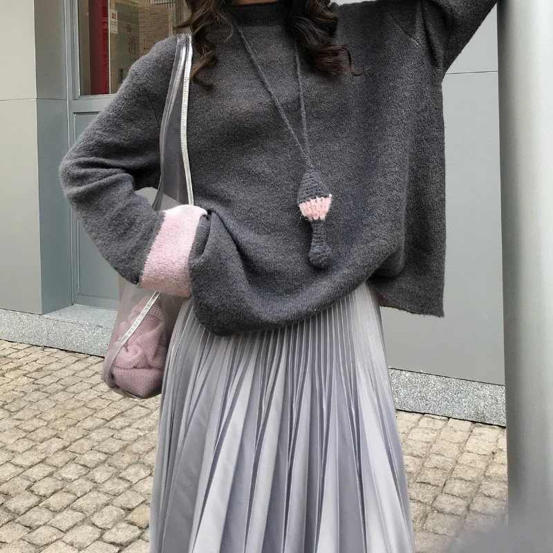 Contrasting Color Semi-turtleneck Loose Lazy Style Women's Sweater Women's Autumn and Winter Woolen Top Women
Contrasting Color Semi-turtleneck Loose Lazy Style Women's Sweater Women's Autumn and Winter Woolen Top Women