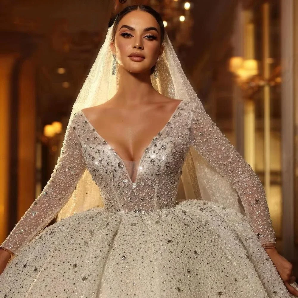 Vinca Sunny Customized Deep V-neck Wedding Dresses Beaded Rhinestones Bridal Gown Elegant Ball Gowns Dresses For Bride
Vinca Sunny Customized Deep V-neck Wedding Dresses Beaded Rhinestones Bridal Gown Elegant Ball Gowns Dresses For Bride