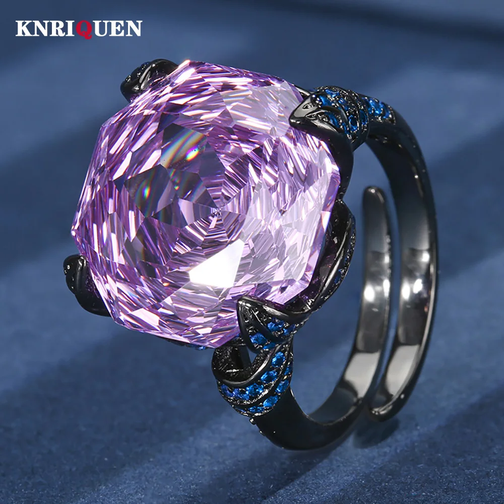 Trend Retro 16*16MM Pink Quartz Amethyst Lab Diamond Rings Gemstone Party Fine Jewelry for Women Accessories Lady Birthday Gift 
Trend Retro 16*16MM Pink Quartz Amethyst Lab Diamond Rings Gemstone Party Fine Jewelry for Women Accessories Lady Birthday Gift
