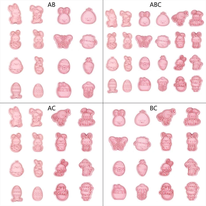 367A 16 PCS/24 PCS Easter Cookie Cutter Set Plastic Material Easter Series Biscuit Cutters Cookie Stamps for DIY Baking
367A 16 PCS/24 PCS Easter Cookie Cutter Set Plastic Material Easter Series Biscuit Cutters Cookie Stamps for DIY Baking